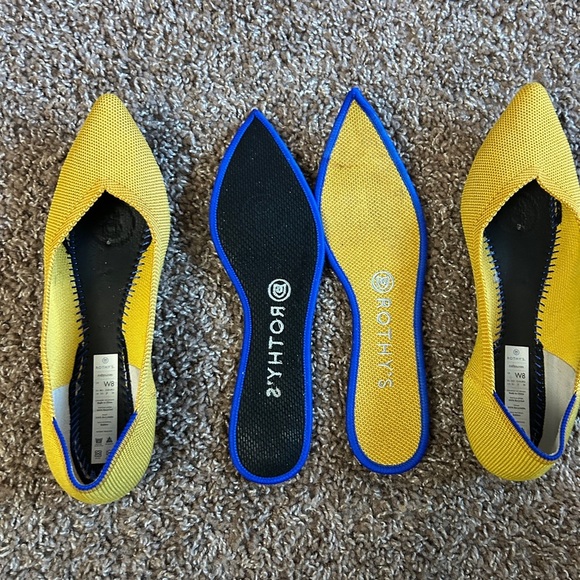 Rothy's Women’s Vibrant Yellow Flats with Blue Trim Size W8 - Picture 8 of 13